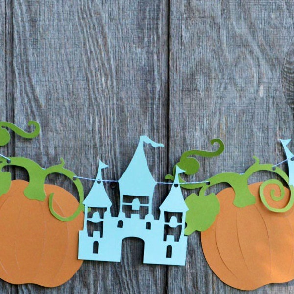 Princess Party Decorations, Cinderella Inspired Banner, Pumpkin Banner, Castle Banner