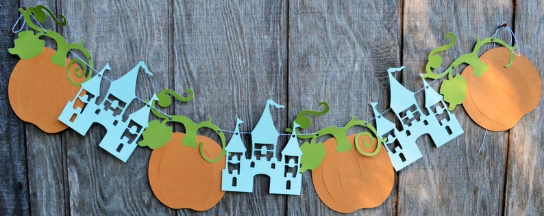 Princess Party Decorations, Cinderella Inspired Banner, Pumpkin Banner, Castle Banner image 1