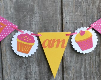 Ich bin 1 Hochstuhl Banner, ersten Geburtstag Hochstuhl Banner, Cupcake Highchair Banner