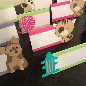 Puppy and kitten Birthday Party Food Tents, Puppy Birthday Party Food Tents, Dog Place Cards, Kitten food tents