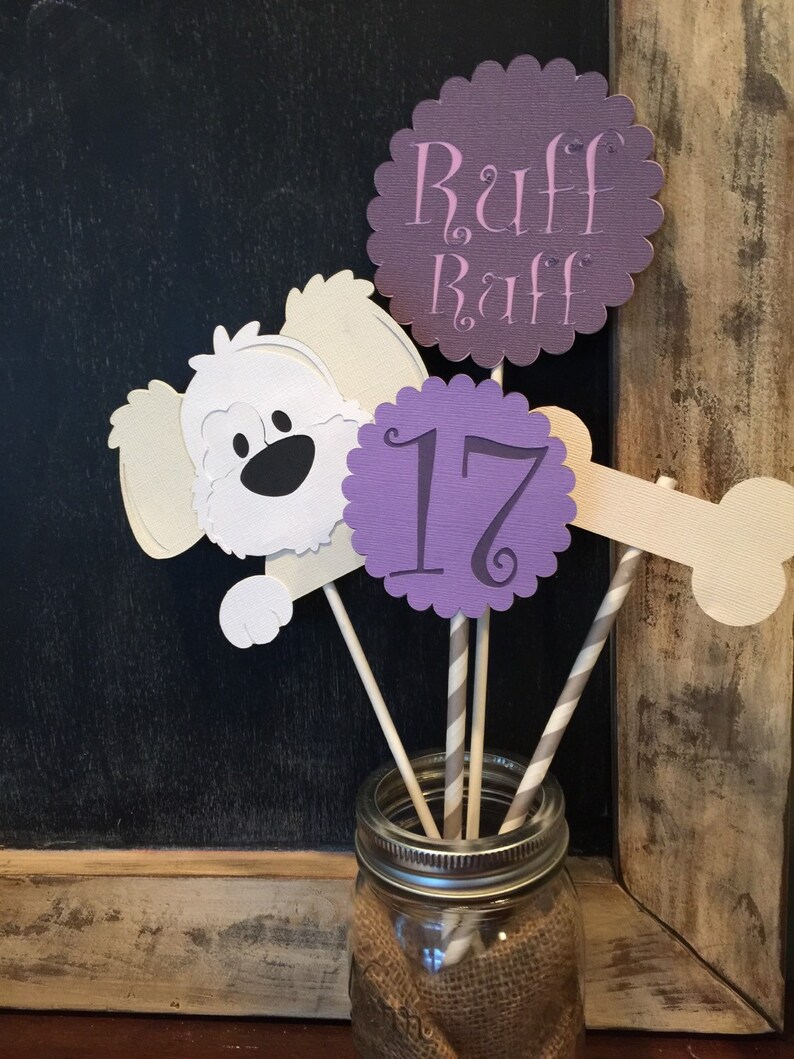 Puppy Party Centerpiece Purple Puppy Party Centerpiece Dog Etsy