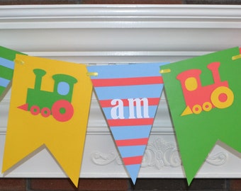 I am 1 Highchair Banner, Train Highchair Banner, 1st birthday banner