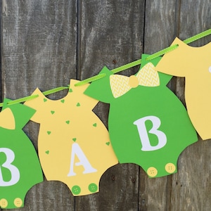 Yellow and Green Baby Shower Banner, Gender Neutral Baby Shower Banner, Girl Baby Shower Banner, Boy Baby Shower Banner, Onesie Banner