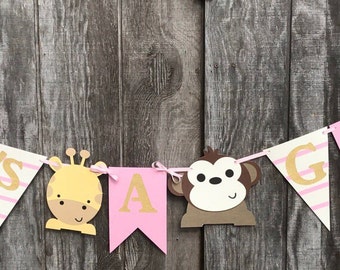 Safari Baby Shower Banner, Baby Girl shower, Jungle birthday Banner, Jungle decoraciones de fiesta temática