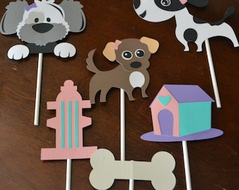 Perro cumpleaños fiesta Cupcake Toppers, cachorro cumpleaños fiesta Cupcake Toppers