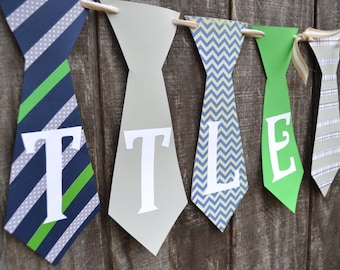 Nautical Baby Shower Banner, tie banner, Nautical birthday Banner