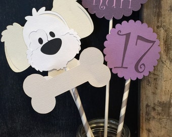 Puppy Party Centerpiece, Purple Puppy Party Centerpiece, Dog Centerpiece