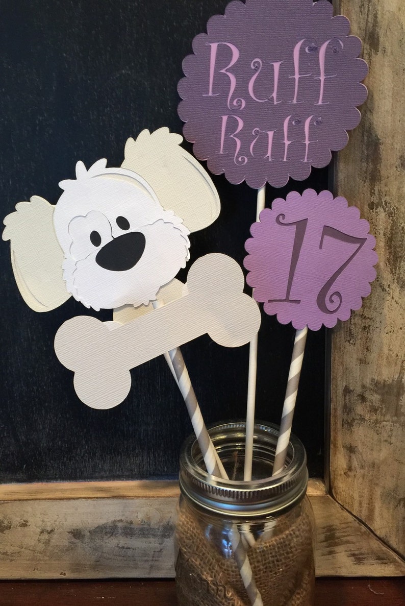 Puppy Party Centerpiece Purple Puppy Party Centerpiece Dog Etsy