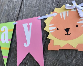 Chica Safari bebé ducha Banner, Banner de cumpleaños Safari, ducha bebé Safari de la muchacha, cumpleaños selva Banner, Banner de revelar de género, temática de la selva