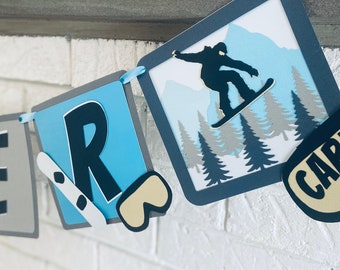 Snowboard Themed Birthday, Snowboard Banner, Snowboard Birthday Decorations