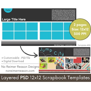 12x12 Digital Scrapbooking Template (2 Page Scrapbook Layout) #91