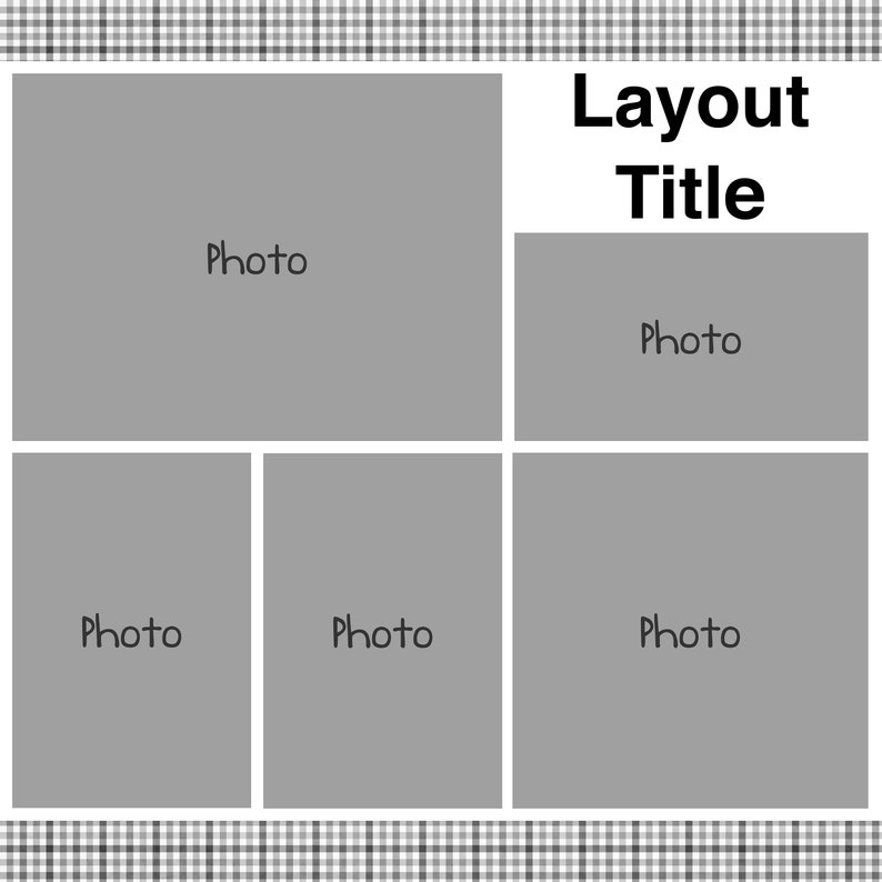 12x12 Digital Scrapbooking Templates, Scrapbook Collage Page Layout