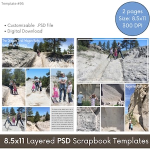 8.5x11 Digital Scrapbook Template - Perfect for a Photo Collage Page Layout of Scenery, a Family Reunion, or a Favorite Picture