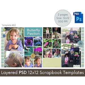 12x12 Digital Scrapbooking Page Template, Scrapbook Layout Photoshop PSD Template, Scrapbook Album Page, 12x12 Scrapbook Template #83
