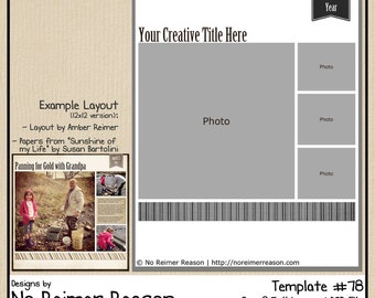 8.5x11 Digital Scrapbooking Template for Scrapbook Layout #78