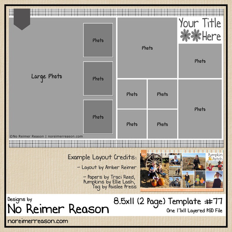 8.5x11 Digital Scrapbooking Template 2 Page Scrapbook Layout Etsy