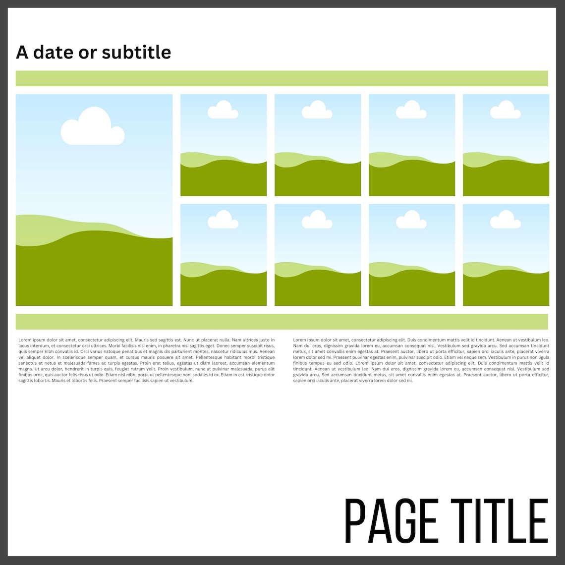 CANVA Template, 12x12 Scrapbook Layout, Photo Collage Page, Easy Scrapbooking With Premade