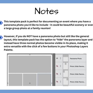 12x12 Digital Scrapbook Template, Scrapbooking Page Layout, Photo Collage Page Layout Template, Panorama, Family Reunion, Scenery 95 image 4