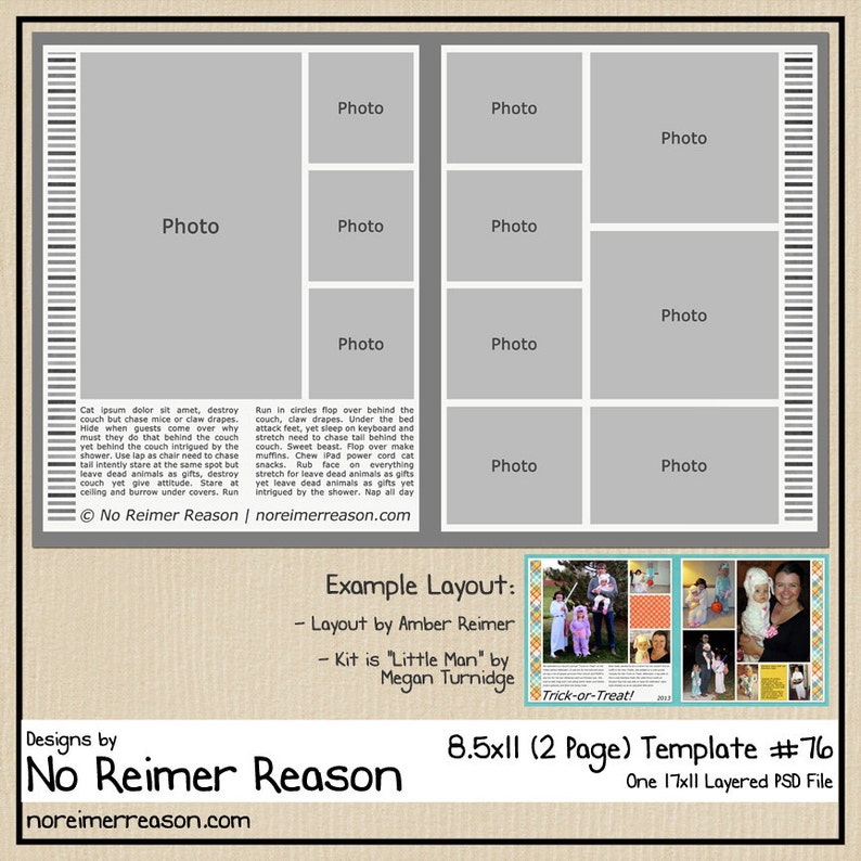 8.5x11 Digital Scrapbooking Template 2 Page Scrapbook Layout Etsy