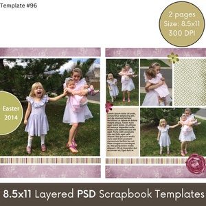Modèle de scrapbooking numérique 8,5 x 11, mise en page de collage de photos, page préfabriquée, parfait pour la famille, les enfants, les mises en page de scrapbooking de vacances