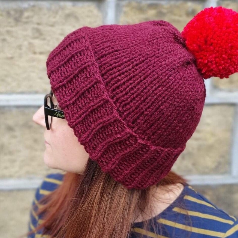 burgundy bobble hat