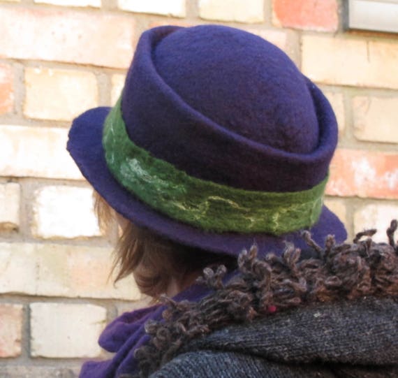 Purple Felted Hat Handmade Felt Trilby 