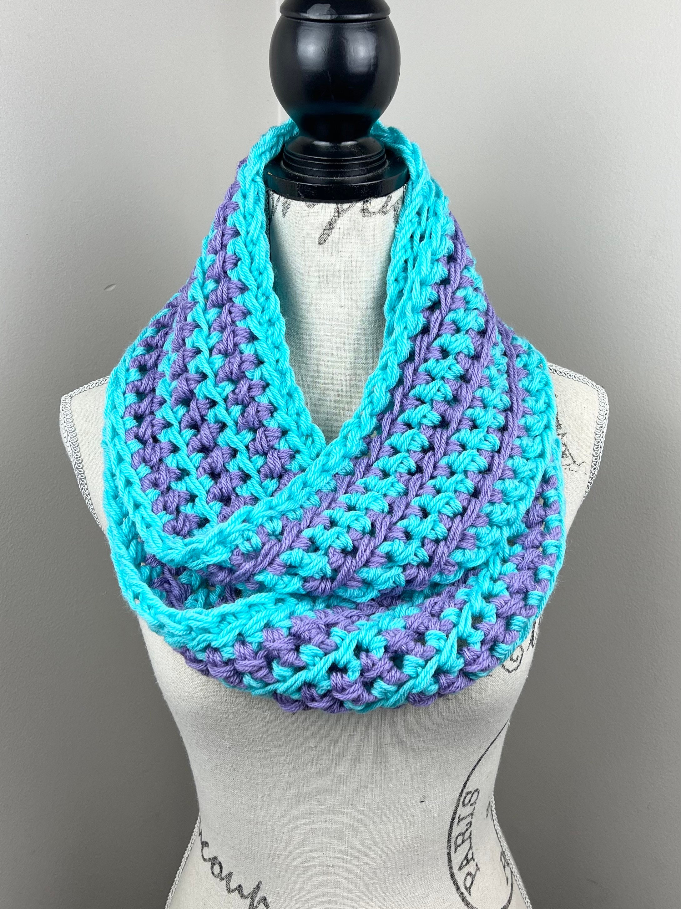 Crochet Infinity Scarf, Handmade Lavender Purple Striped Scarf - Etsy