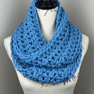 Crochet Scarf, handmade blue infinity scarf