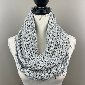 Grey marble infinity scarf, crochet scarf
