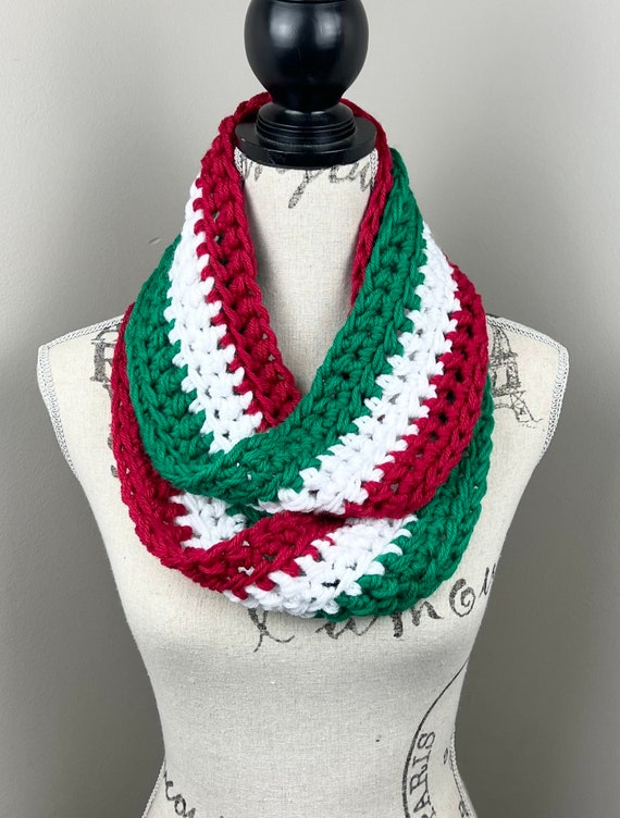 Red and green striped deals scarf