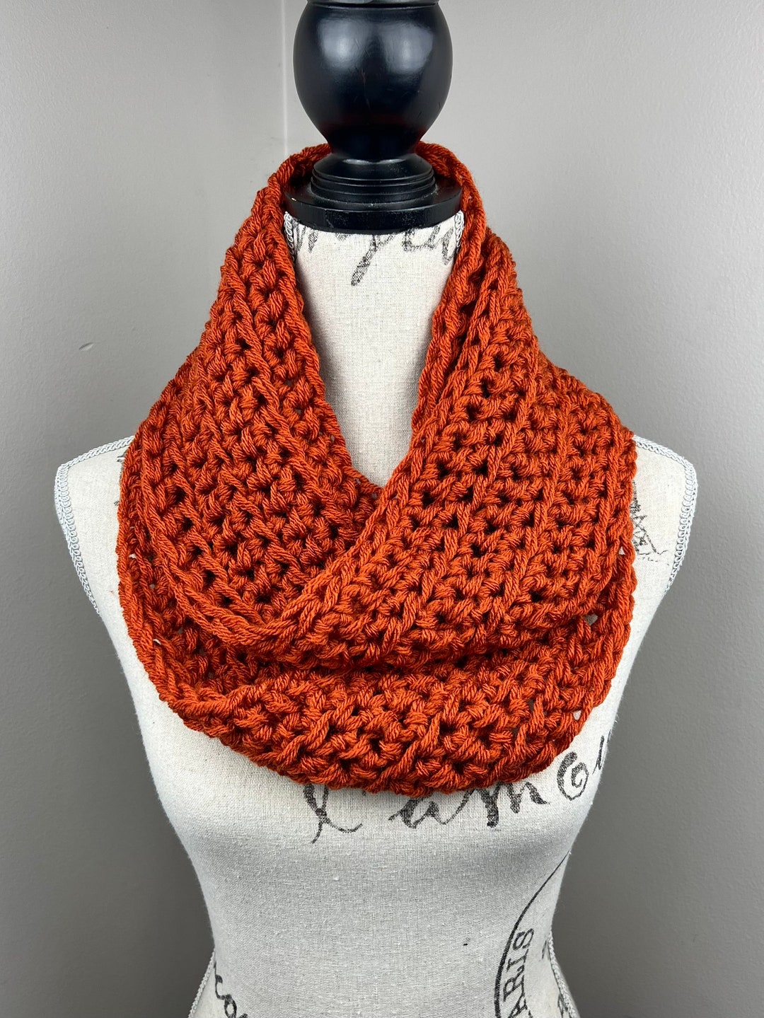 Crochet Scarf Rust Chunky Infinity Scarf Etsy