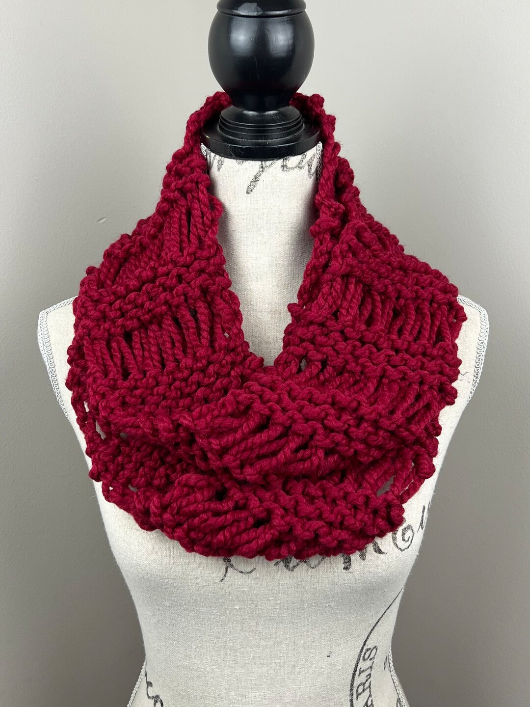 Red Infinity Scarf, Cranberry Knit Scarf - Etsy