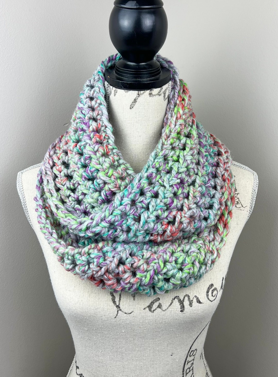 Crochet Scarf, Multicolored Infinity Scarf - Etsy