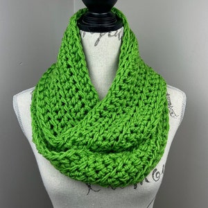 Green Infinity Scarf, St. Patrick’s Day scarf, Christmas crochet scarf