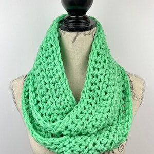Crochet scarf, green infinity scarf