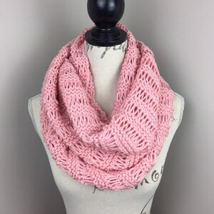 Knit infinity scarf pink knit scarf oversized infinity scarf
