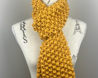 Knitted Con Amor - Dark Golden Yellow Hand Knitted Scarf - Knit Scarf ...