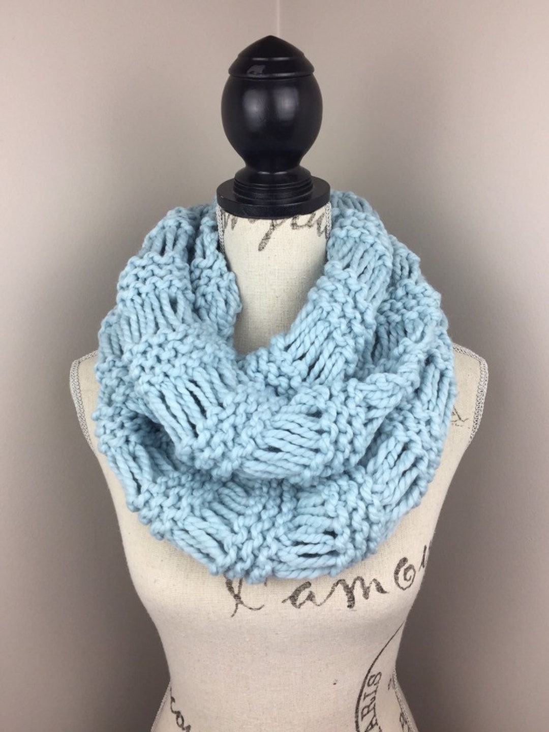 Knit Infinity Scarf Chunky Knit Glacier Knitted Blue Scarf - Etsy