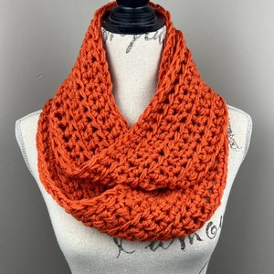 Orange Crochet Scarf, infinity scarf, Halloween crochet scarf