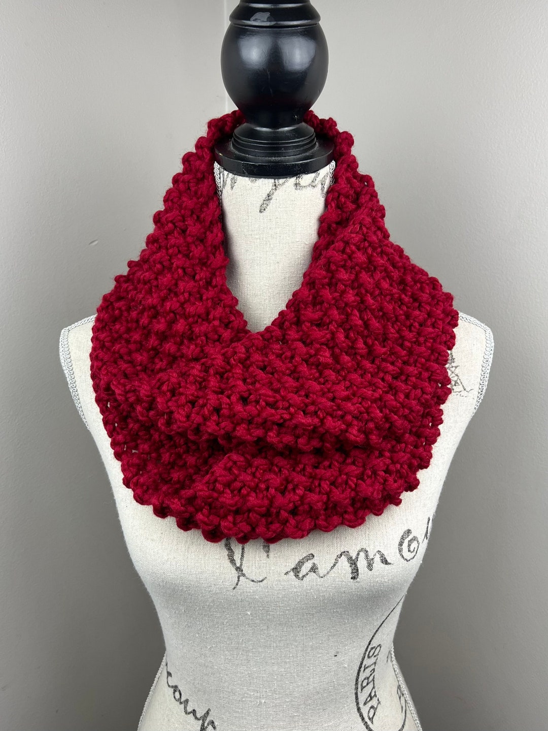 Knit Infinity Scarf, Cranberry Red Knit Loop Scarf - Etsy