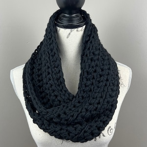 Infinity scarf black, crochet scarf