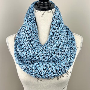 Infinity scarf, blue multicolor crochet scarf