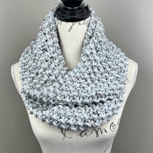 Infinity scarf, Chunky scarves, Grey Marble Knit Scarf
