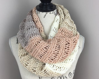 Oversized infinity scarf multi-colored infinity knit scarf