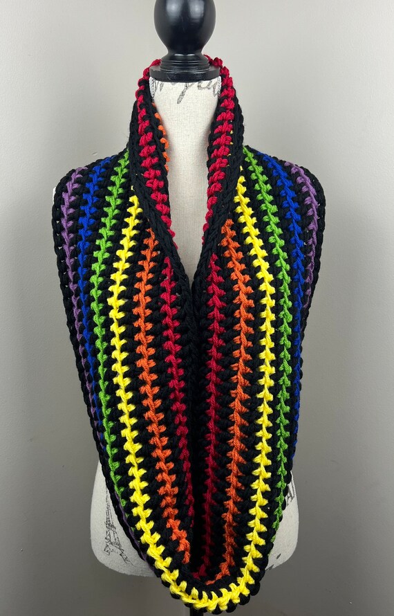 Hand Crafted Rainbow Crochet Beanie And Infinity Scarf Set OOAK LGBTQ Festival Rainbow Scarf, LGBTQ Crochet Infinity Gay Pride Scarf - Etsy main image 2