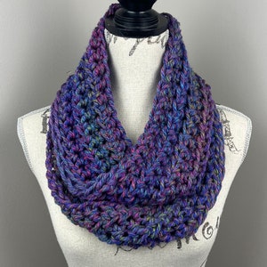 Infinity scarf, multicolored crochet scarf