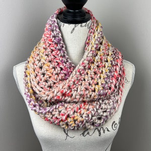 Crochet Scarf, multicolor infinity scarf