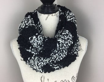 Chunky infinity scarf chunky knit scarf knit infinity scarf black white