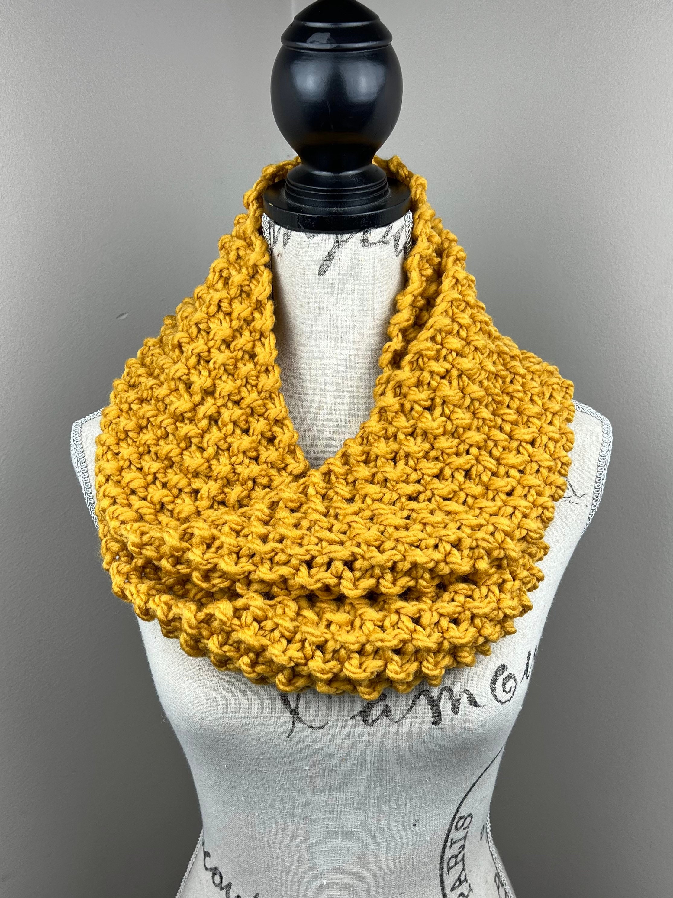 Mustard Infinity Scarf, Knit Scarf, Knitted Yellow Scarf - Etsy