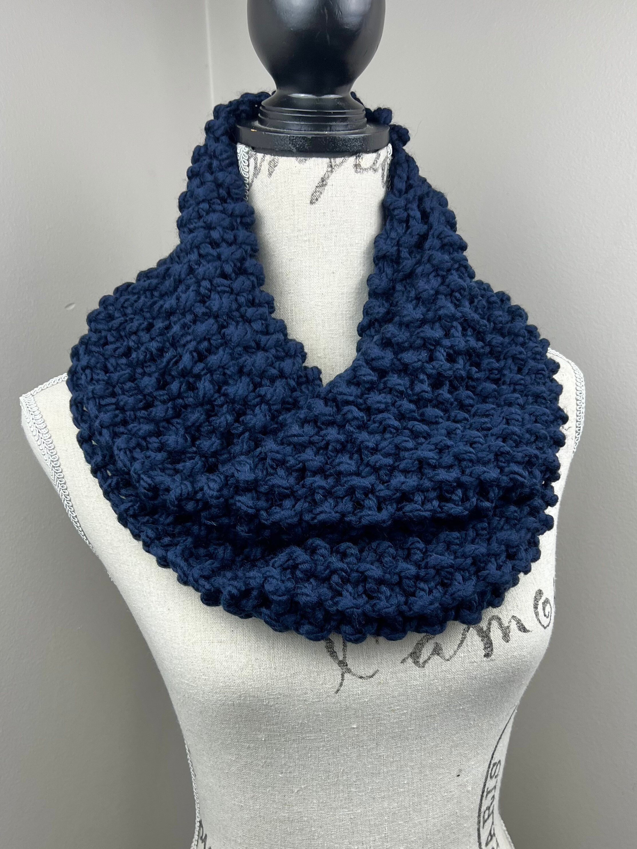 Navy Cable Knit Pocket Scarf main image 0